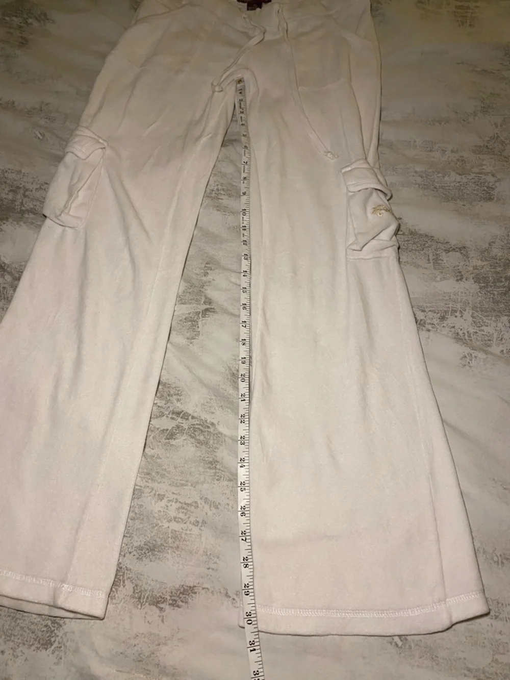 Hale Bob White Velour Cargo Flare Pants